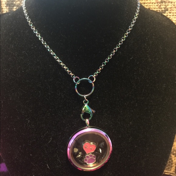 Floating  Locket Rainbow 🌈 Necklace - Picture 4 of 8